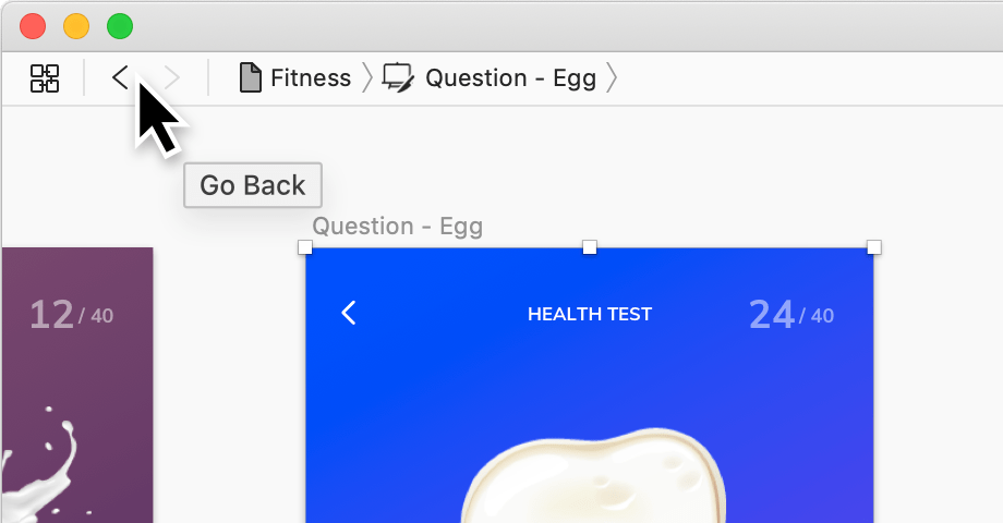 RunBar History Navigator: back and forward buttons