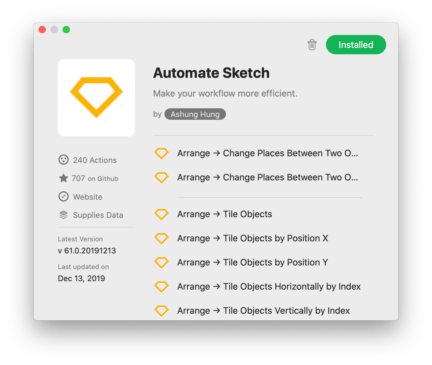 Plugin preview window of Comma Sketch plugin
